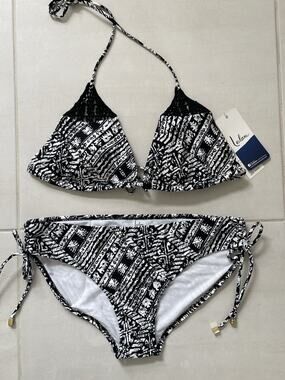 Leilani Swim 10/12 Bikini Swimwear Crochet Multicolor Print Swimsuit